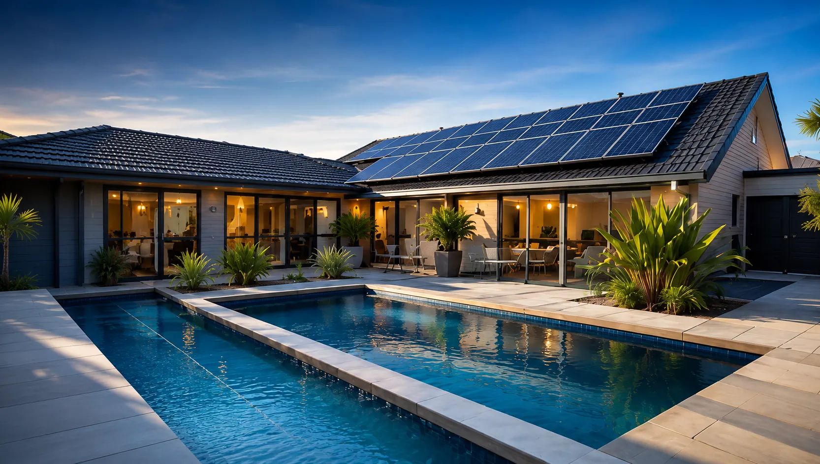 Melbourne home with roof and solar pool heating system